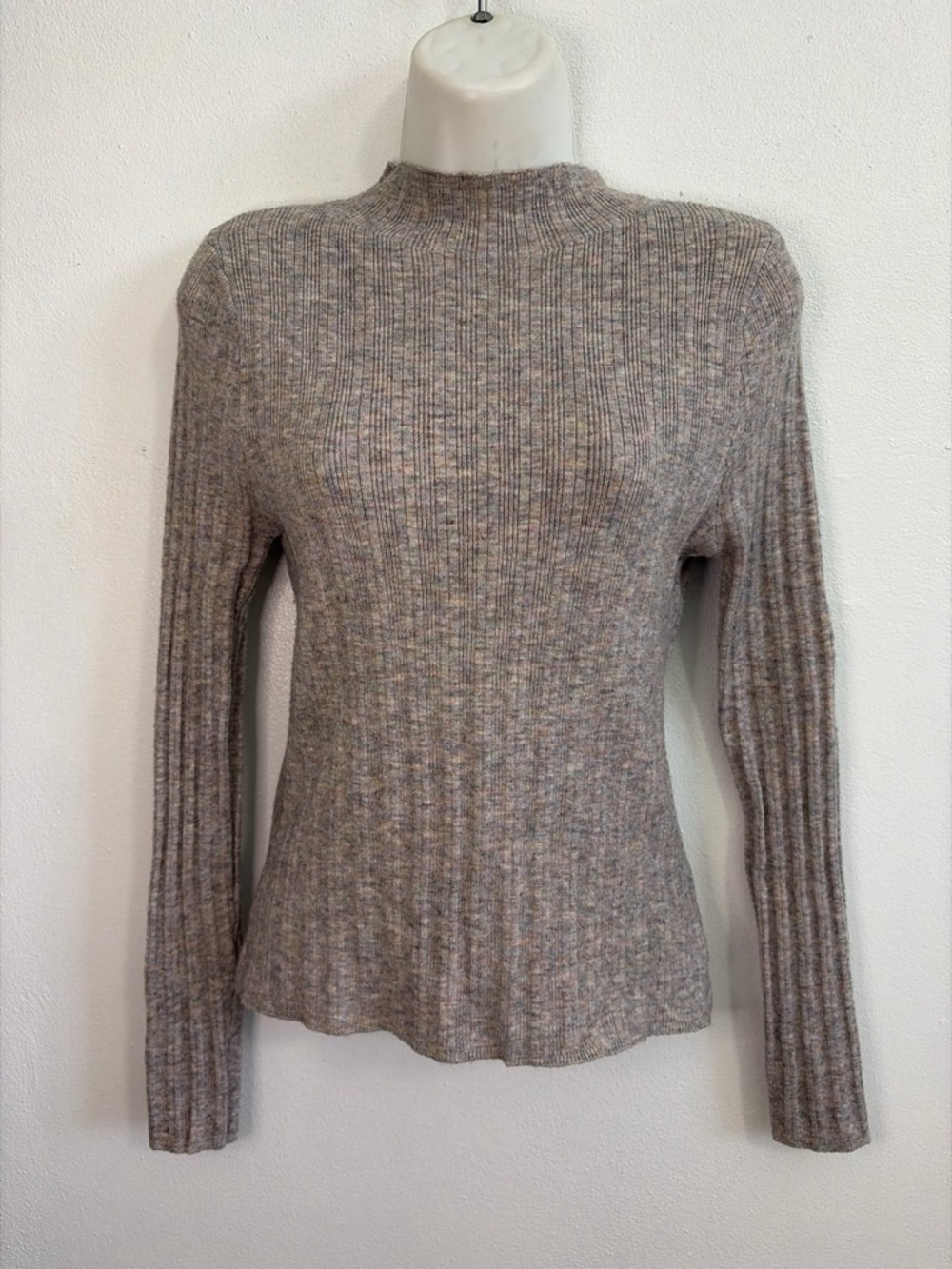 Celebrity Pink Heathered Neutral Ribbed Mock Neck Sweater Size XL